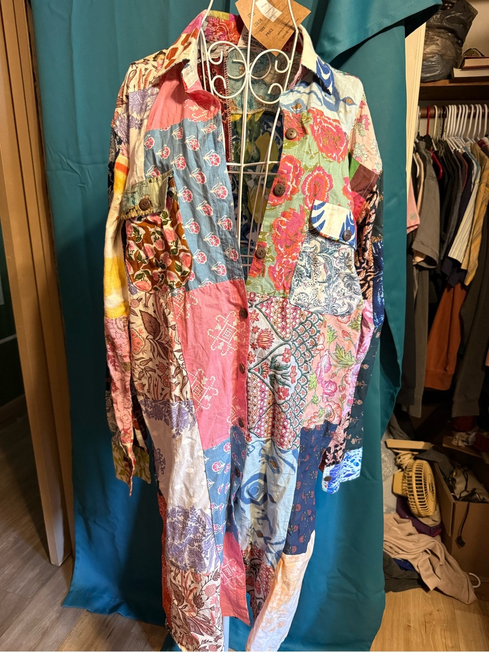 Ashley Taylor Patchwork dress- Pink, Blue, Green, White, Brown
